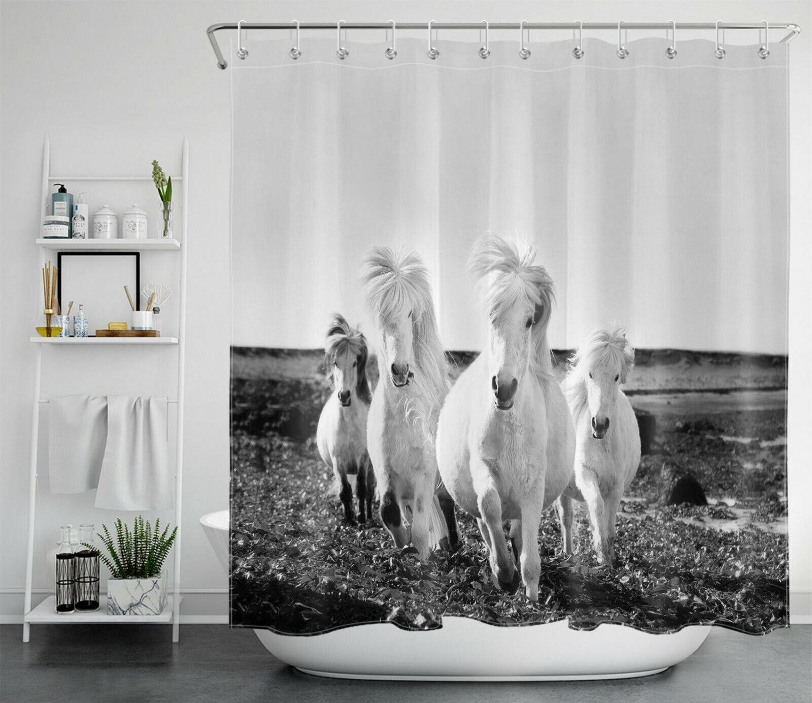 Majestic Running Horse Shower Curtain For Western Bathroom Decor - Image 2