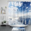 Majestic Snow Forest Shower Curtain with Winter Scenery and Snowflakes
