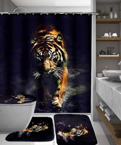 Majestic Tiger Art Shower Curtain For Animal Lover Bathroom Decor