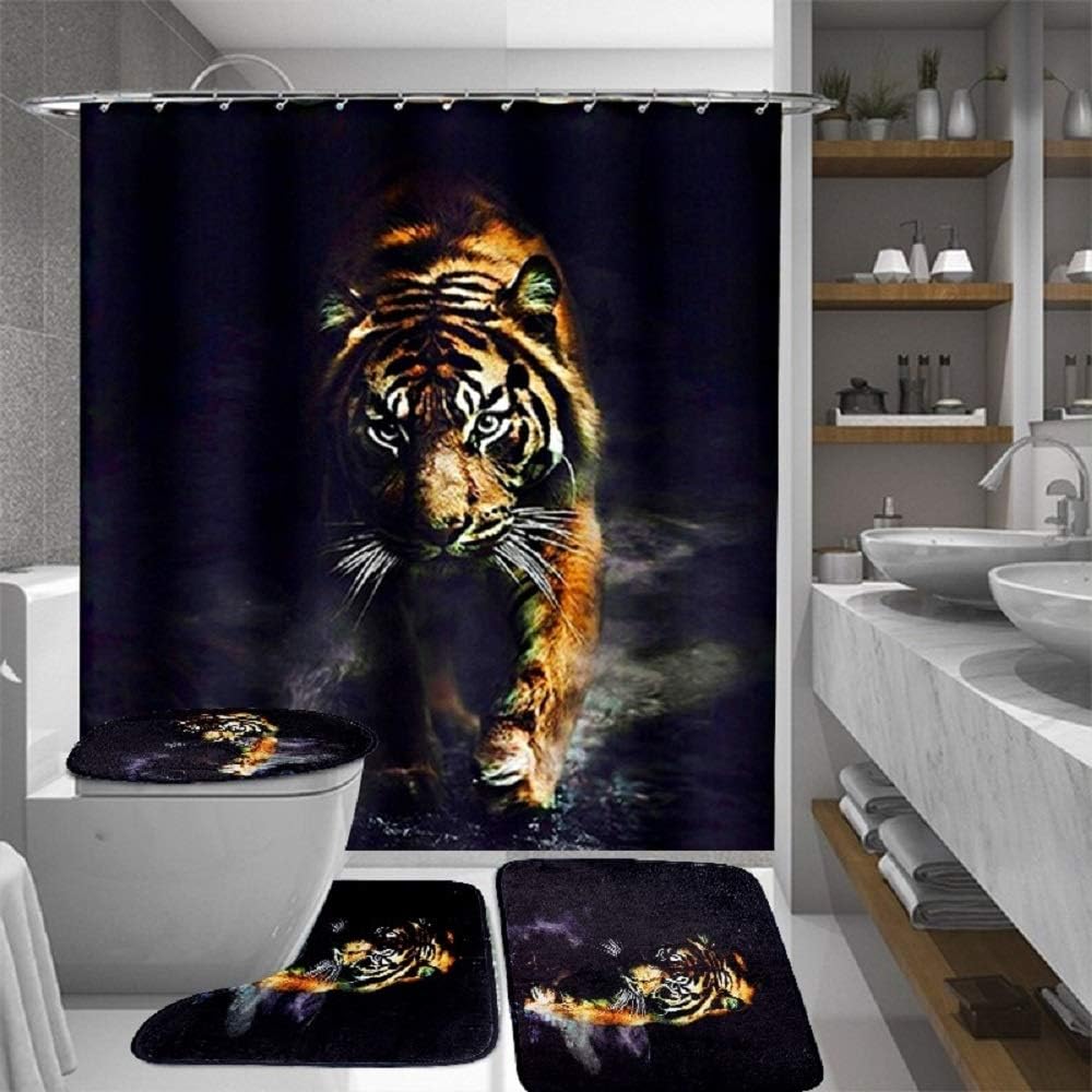 Majestic Tiger Art Shower Curtain For Animal Lover Bathroom Decor