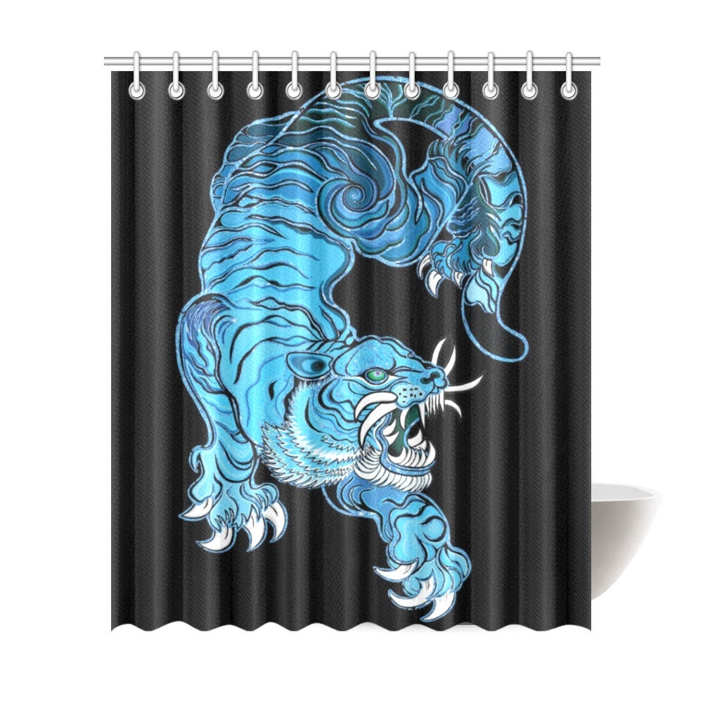 Majestic Tiger Shower Curtain Inspired by Chinese Art for Your Bathroom Dcor