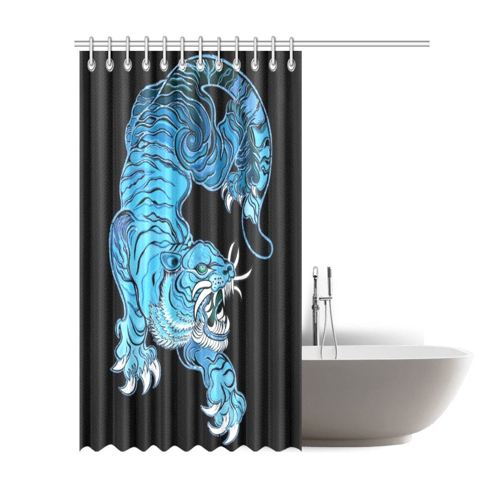 Majestic Tiger Shower Curtain Inspired by Chinese Art for Your Bathroom Dcor