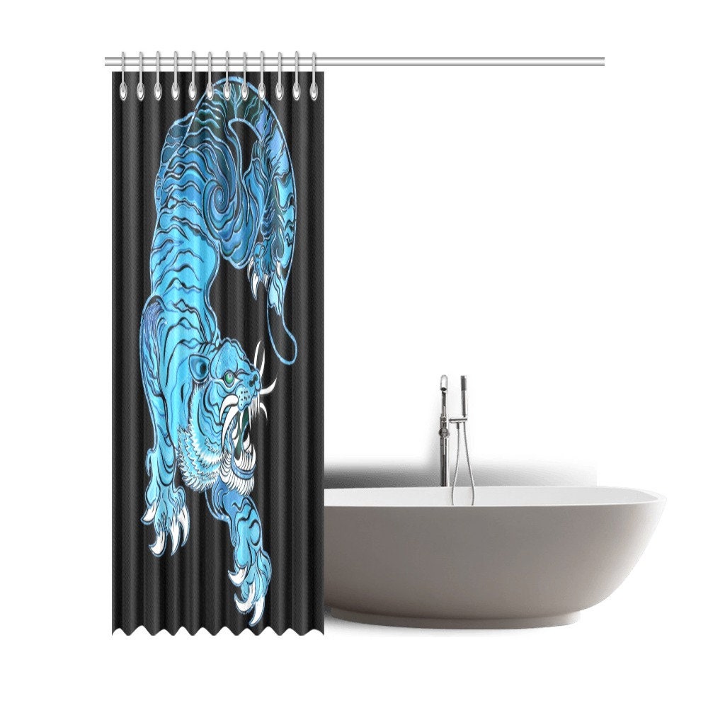 Majestic Tiger Shower Curtain Inspired by Chinese Art for Your Bathroom Dcor
