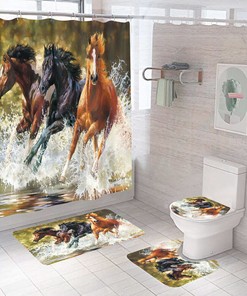 Majestic War Horse Shower Curtain, Bathroom Decor with Black Beauty Design