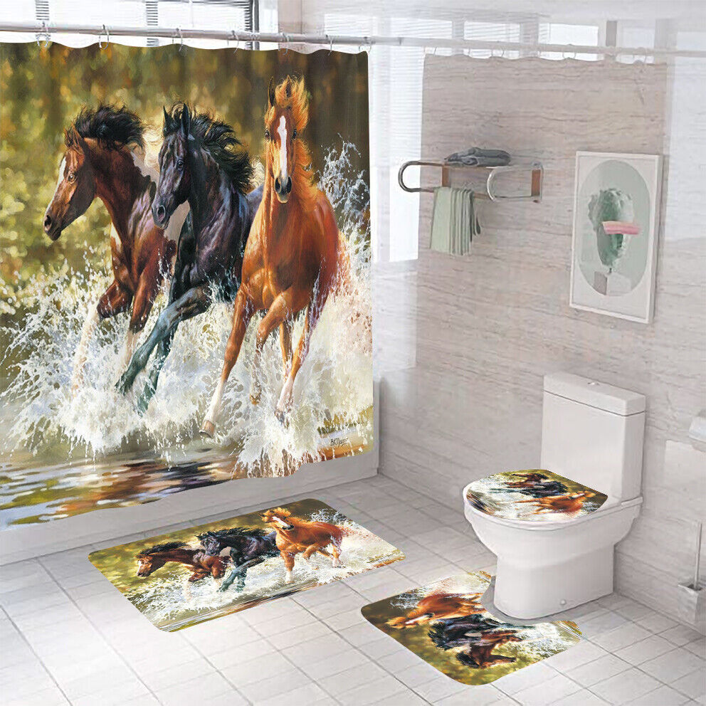 Majestic War Horse Shower Curtain, Bathroom Decor with Black Beauty Design