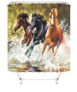 Majestic War Horse Shower Curtain, Bathroom Decor with Black Beauty Design