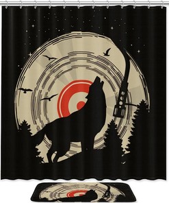 Majestic Wolf Shower Curtain with Animal Print for Bathroom Decor 