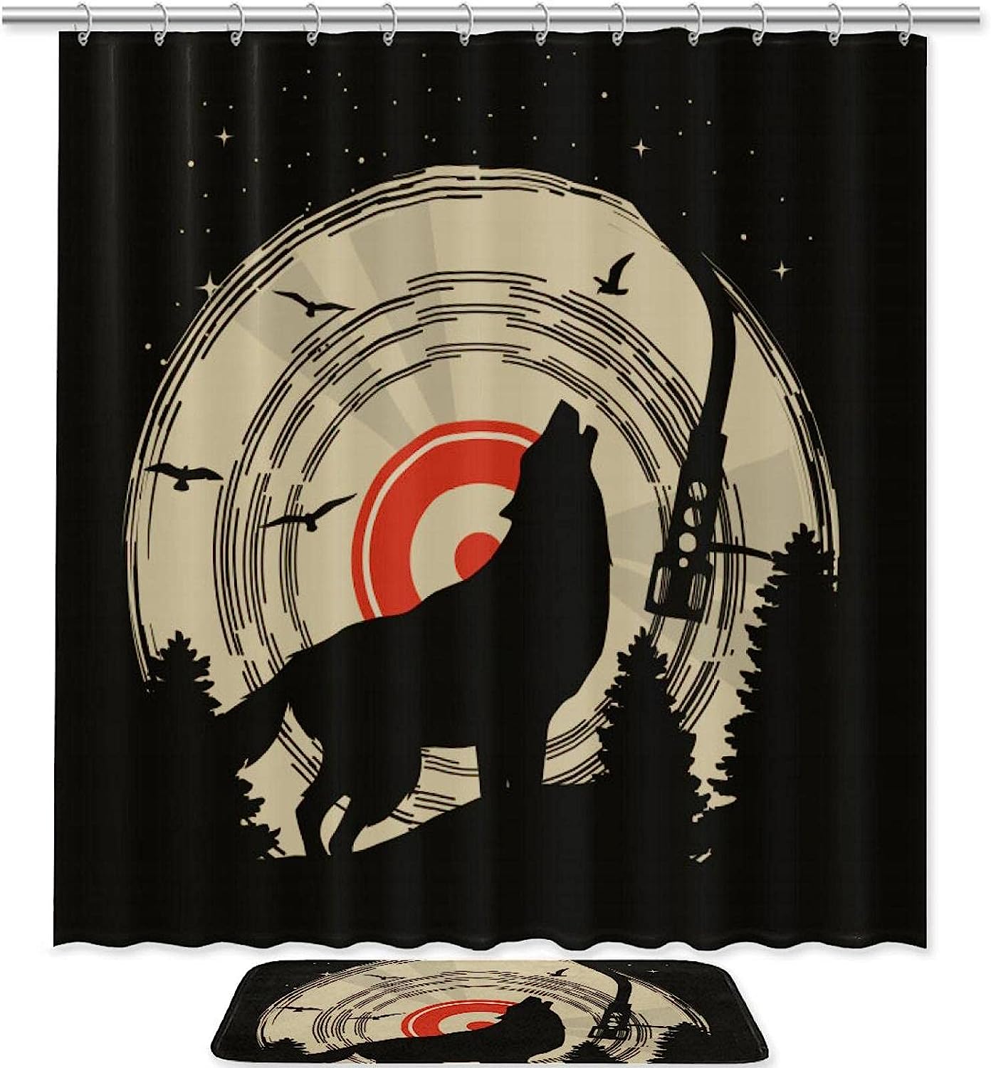 Majestic Wolf Shower Curtain with Animal Print for Bathroom Decor