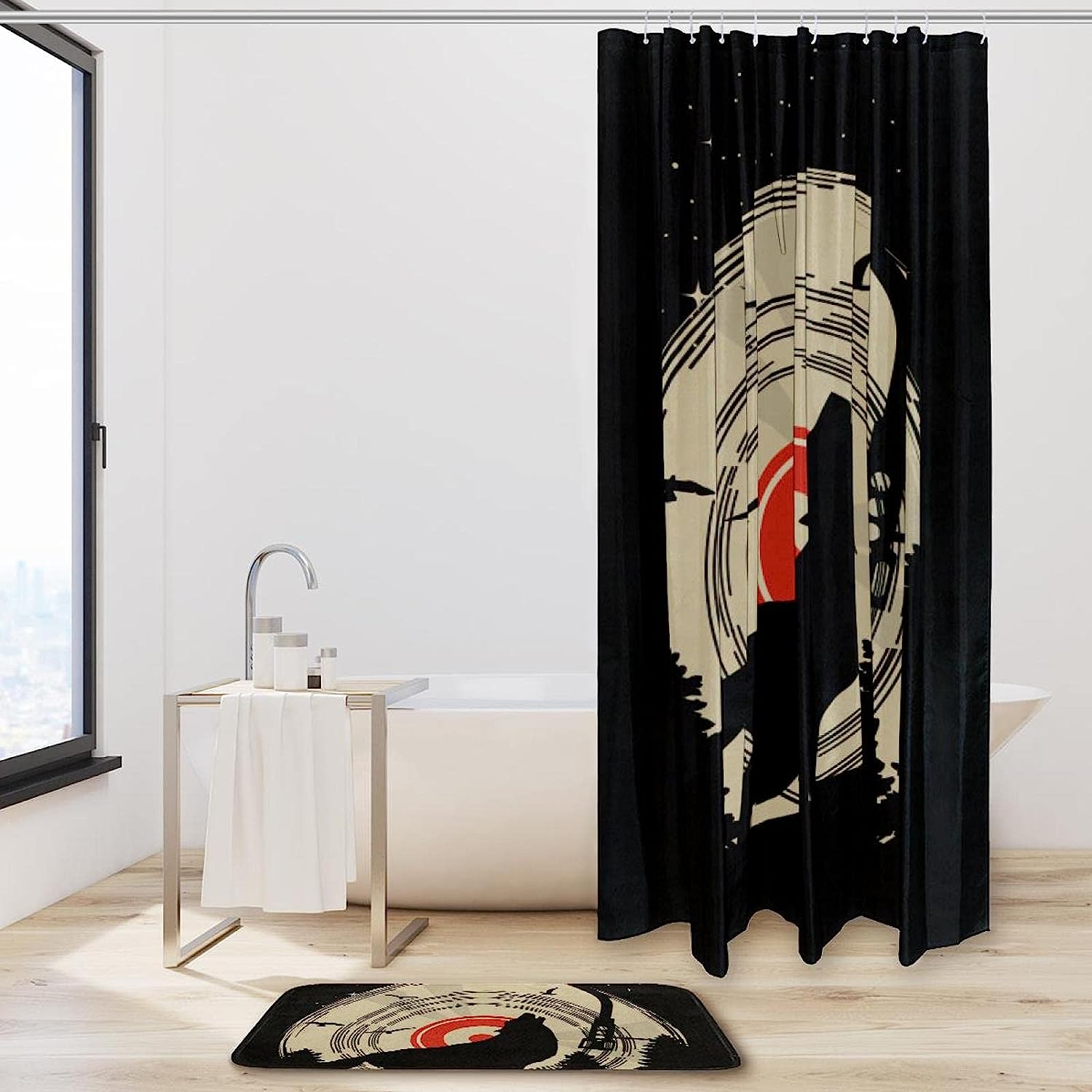 Majestic Wolf Shower Curtain with Animal Print for Bathroom Decor