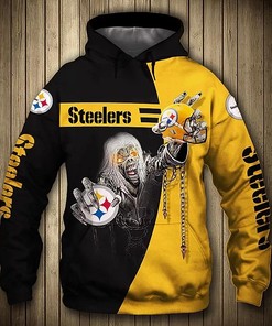 Make A Bold Statement With Pittsburgh Steelers Sudden Death Skulls 3D Zip Hoodie