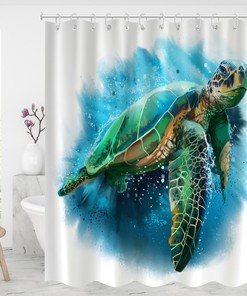 Make A Splash With 3D Ocean Sea Turtle Shower Curtain Waterproof Modern Fabric For Your Bathroom