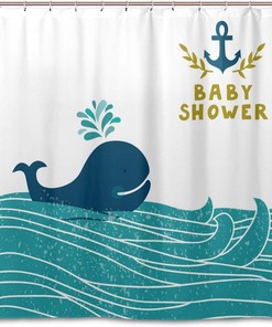Make A Splash With Alaza Whale Cartoon Waterproof Bathroom Curtain.