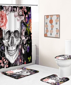 Make A Statement With A Floral Skull Bathroom Shower Curtain