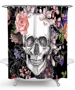 Make A Statement With A Floral Skull Bathroom Shower Curtain