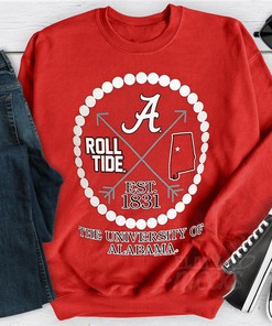 Make A Statement With Alabama Crimson Tide Arrow Pearls State Girlie Bright T Shirt