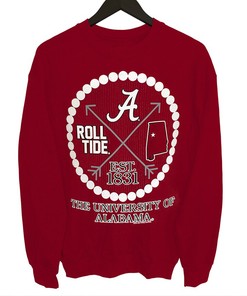 Make A Statement With Alabama Crimson Tide Arrow Pearls State Girlie Bright T Shirt