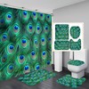 Make A Statement With Peacock Feather Waterproof Shower Curtain And Bathroom Mat.