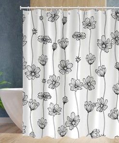 Make A Statement With This Modern And Stunning Flower Plant Shower Curtain - Perfect For A Chic Bathroom Look