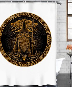 Make A Statement With This Norse Decor Vikings Odin Berserker Thor's Hammer Pattern Shower Curtain