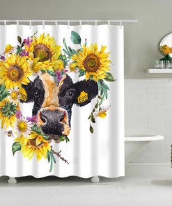 Make Your Bathroom Cuter With A Flower Garland Cow Animal Waterproof Multi-Size Shower Curtain Hook