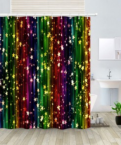 Make Your Bathroom Decor Unique With This Abstract Star String Fabric Shower Curtain, Perfect Home Decor