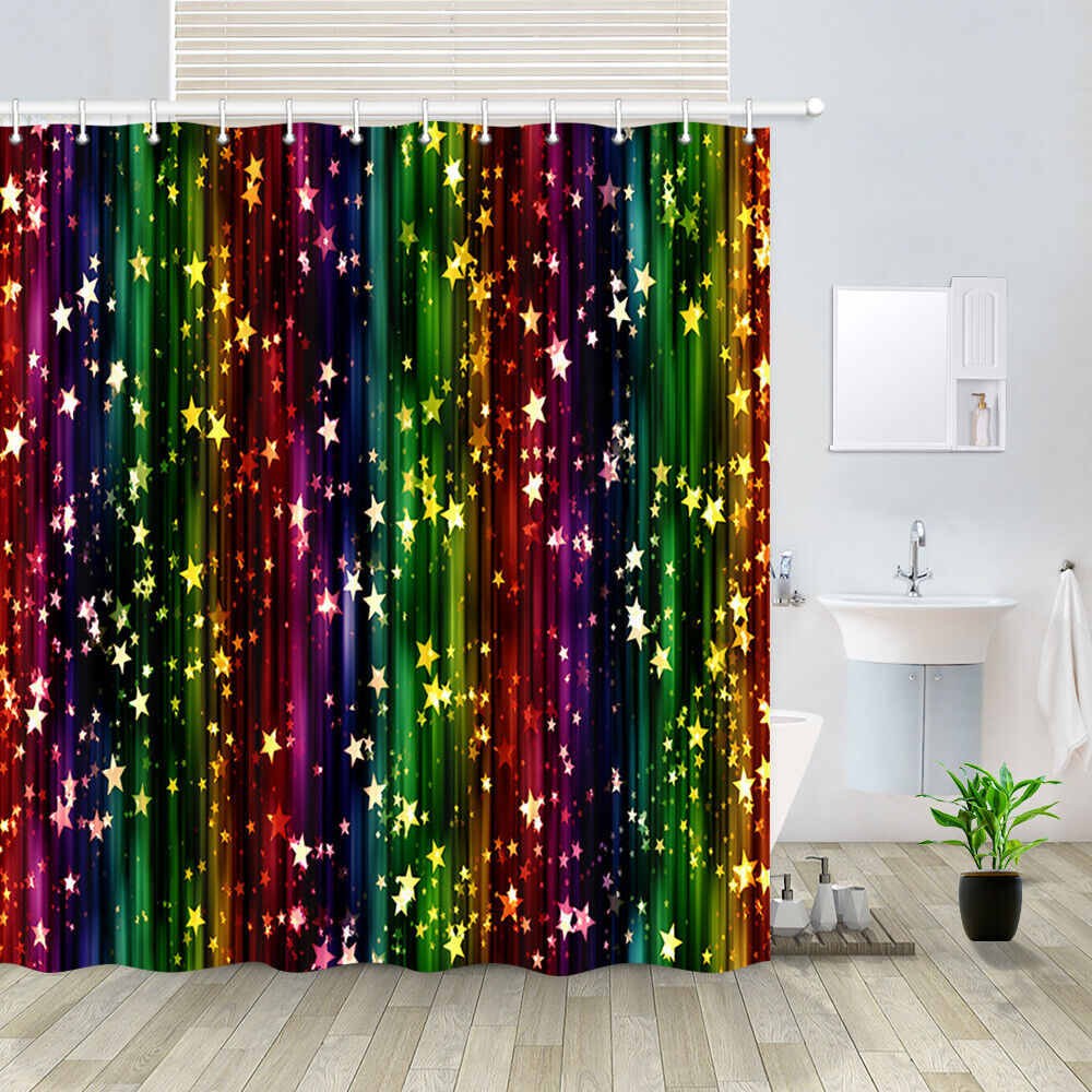 Make Your Bathroom Decor Unique With This Abstract Star String Fabric Shower Curtain, Perfect Home Decor