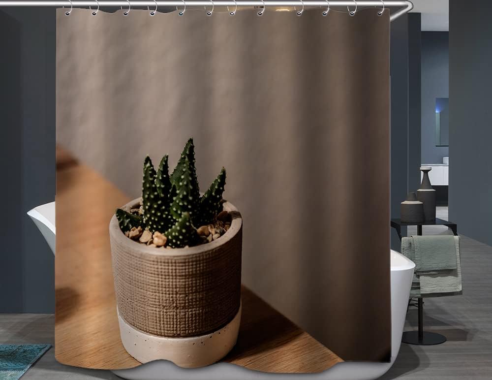 Make Your Bathroom Feel More Vibrant With This Minimalist Decorative Succulent Potted Shower Curtain