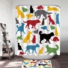 Make Your Bathroom Fun and Cute with This Multi Colored Dogs Silhouettes Shower Curtain
