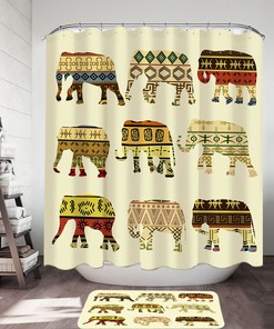 Make Your Bathroom Fun and Whimsical with This Multi Patterns Elephants Shower Curtain