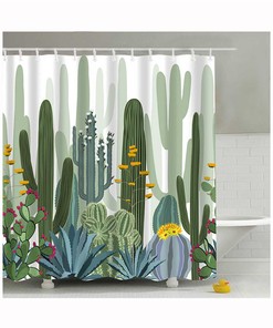 Make Your Bathroom More Inviting With This Cactus Plant Shower Curtain Featuring A Nordic Style Design