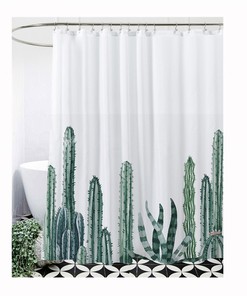 Make Your Bathroom More Inviting With This Cactus Plant Shower Curtain Featuring A Nordic Style Design