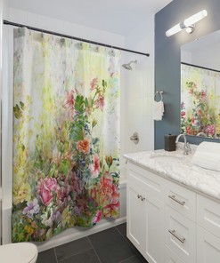 Make a Bold Statement with Watercolor Flower Garden Shower Curtain for Your Bathroom