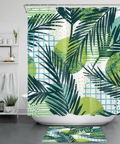 Make a Bold Statement with Watercolor Green Palm Leaves Shower Curtain Tropical Plants Bathroom Decor