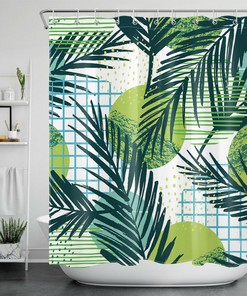 Make a Bold Statement with Watercolor Green Palm Leaves Shower Curtain Tropical Plants Bathroom Decor