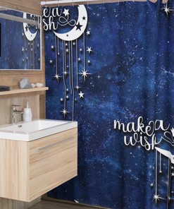 Make a Wish Moon Shower Curtain for Serene Bathroom Decor