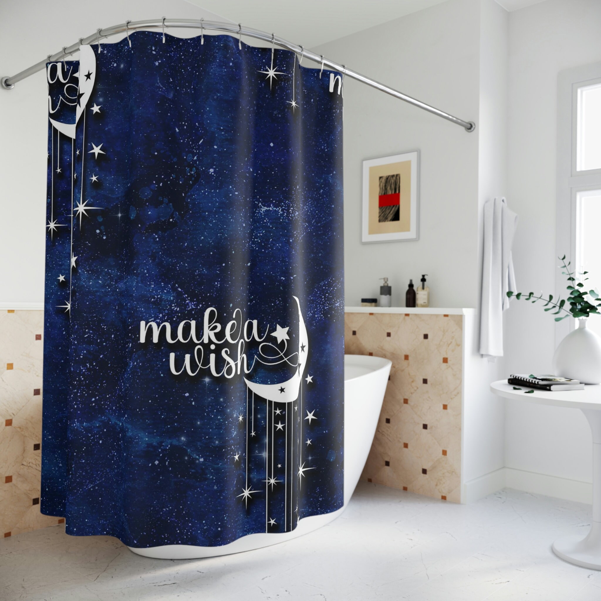 Make a Wish Moon Shower Curtain for Serene Bathroom Decor