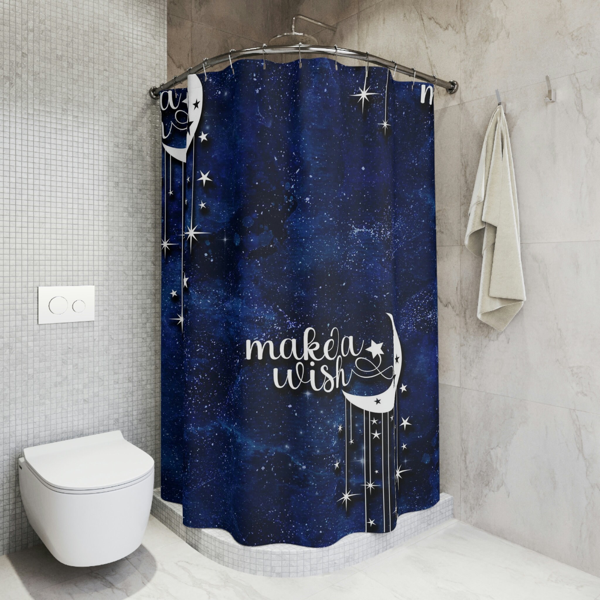 Make a Wish Moon Shower Curtain for Serene Bathroom Decor