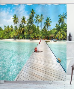 Maldives Island Beach Print Shower Curtain for Relaxing Bath