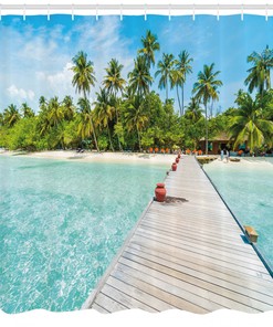 Maldives Island Beach Print Shower Curtain for Relaxing Bath