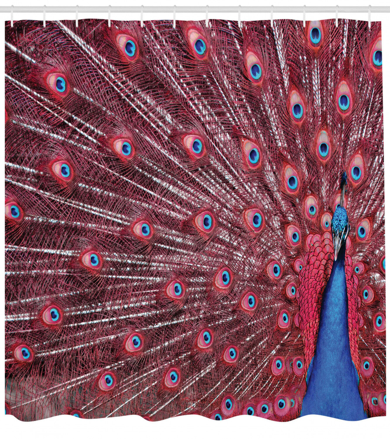Male Peacock Feathers Shower Curtain with Wildlife Theme for Bathroom Decor