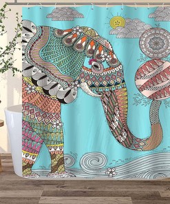 Mandala Bohemian Indian Elephant Shower Curtain - Ethnic Bathroom Decor