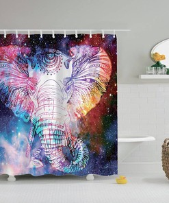 Mandala Design Elephant Art Style Shower Curtain For Unique Bathroom Decor