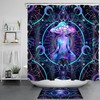 Mandala Fantasy Meditation Mushroom Waterproof Fabric Shower Curtain, Unique Bathroom Decor