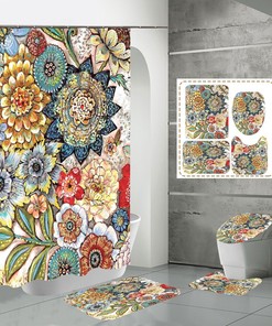 Mandala Flowers Garden Fabric Shower Curtain for Elegant Bathroom Decor