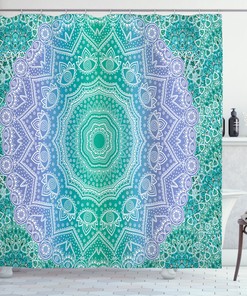 Mandala Geometric Figure Print Ethnic Shower Curtain For Boho Bathroom Decor