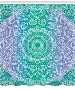 Mandala Geometric Figure Print Ethnic Shower Curtain For Boho Bathroom Decor