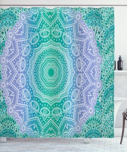 Mandala Geometric Figure Print Ethnic Shower Curtain For Boho Bathroom Decor
