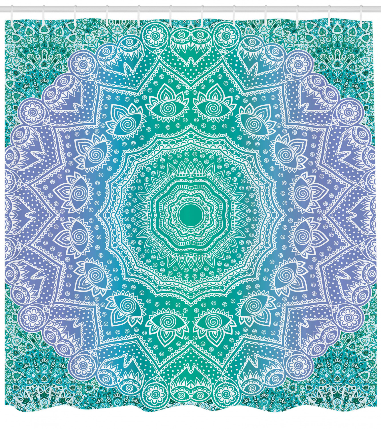 Mandala Geometric Figure Print Ethnic Shower Curtain For Boho Bathroom Decor