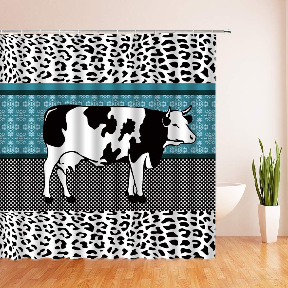 Mandala Rustic Boho Stripes Vintage Shower Curtain Farm Cow Print