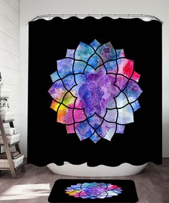 Mandala Star Print Watercolor Colorful Shower Curtain For Unique Bathroom Aesthetic